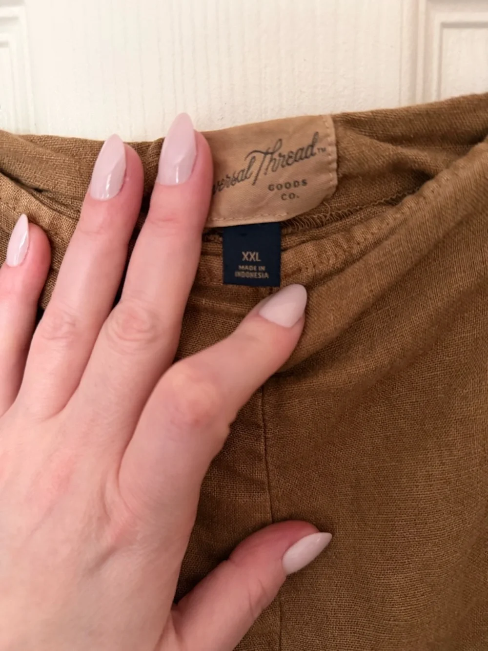 Universal Thread Cotton-Look Tan Wide-Leg Jumpsuit - Picture 6 of 6